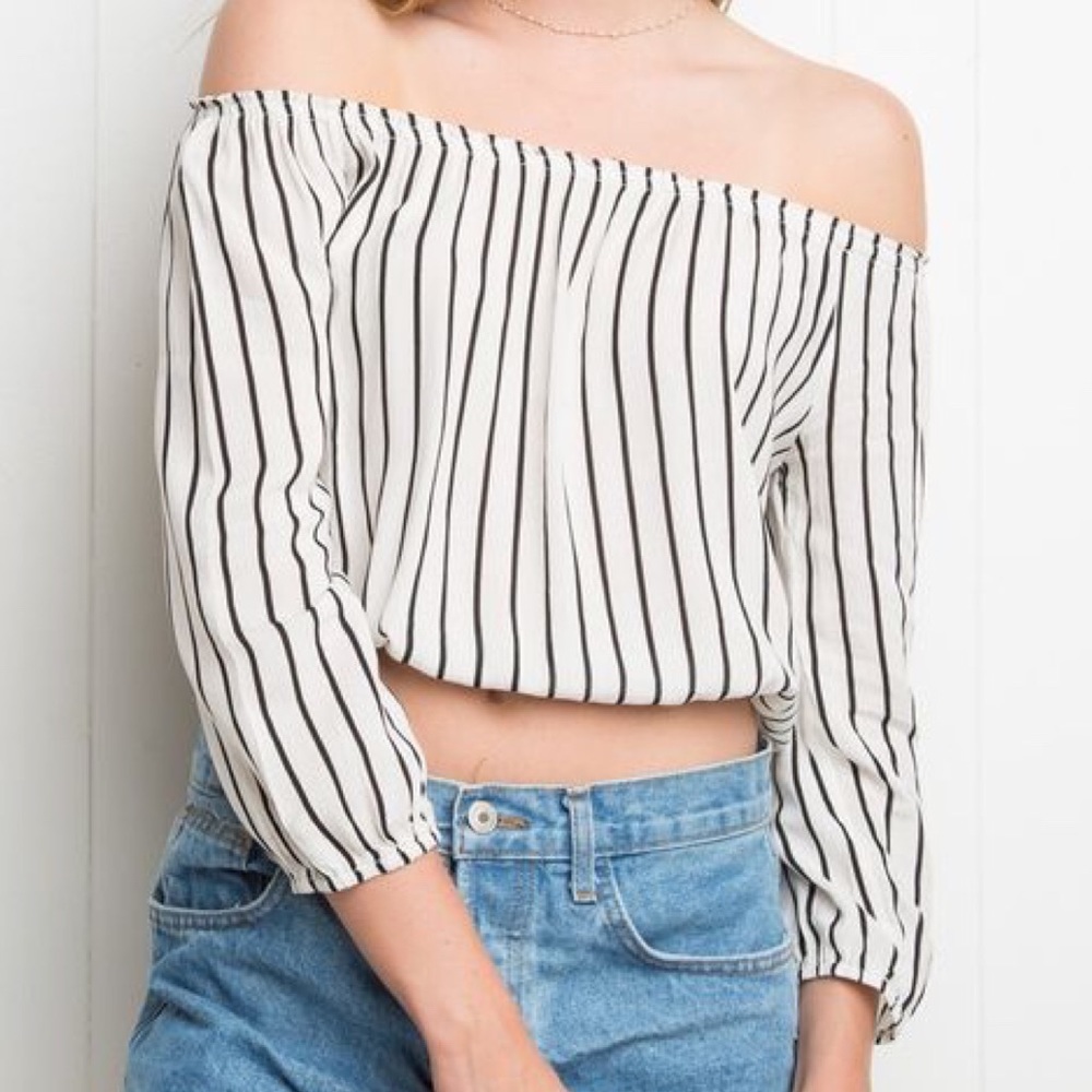 Brandy Melville Off the Shoulder striped top